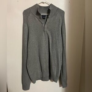 GAP Classic Athletic Fit Ribbed 1/4 Button Knit‎ Sweater Grey Men's Size X Large